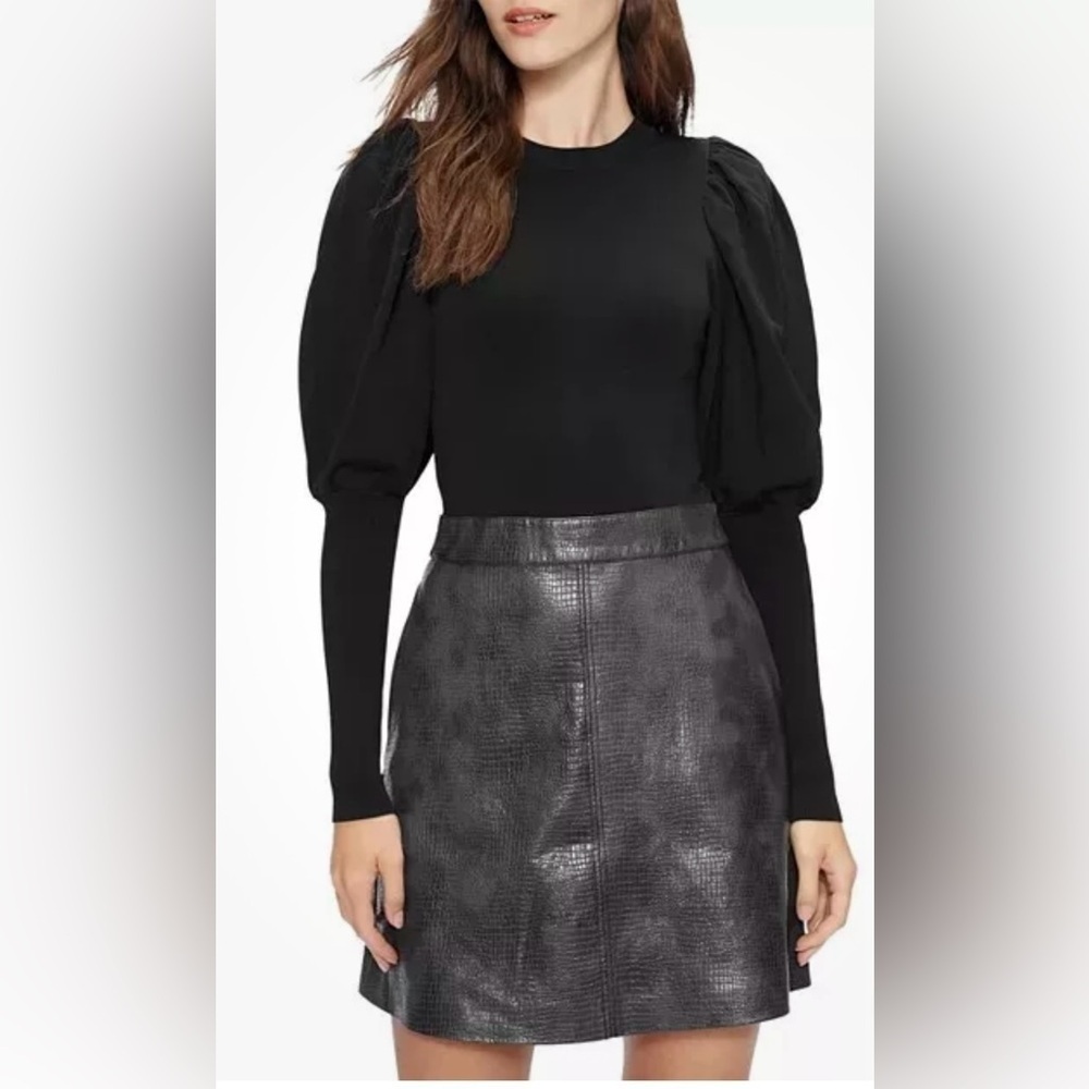 💕Never worn Ted Baker VIENN Knit Bodice Faux Leather Skirt Mini Dress Size 4